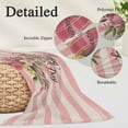 thumbnail image 2 of Valentine's Day Pillow Covers, Linen Long Throw Pillow Case, Pink Roses Flowers Stripes Rustic Beige Holiday Pillow Protector Decorative Cushion Cover for Living Room/Bedroom 20" x 36", 2 of 8