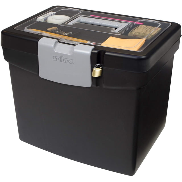 Caja de Archivo Storex Negra con Tapa Translúcida 1 Unidad