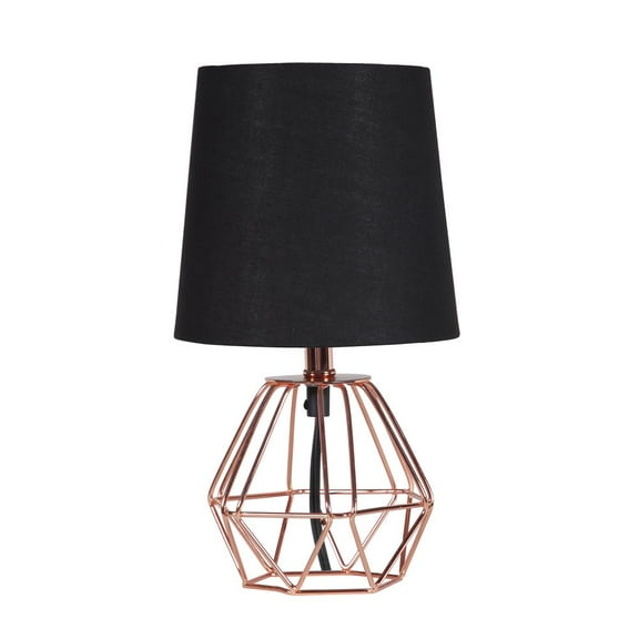 Ore International 11.25" In Wesley Geometric Copper Metal Wire Hexagon Table Lamp