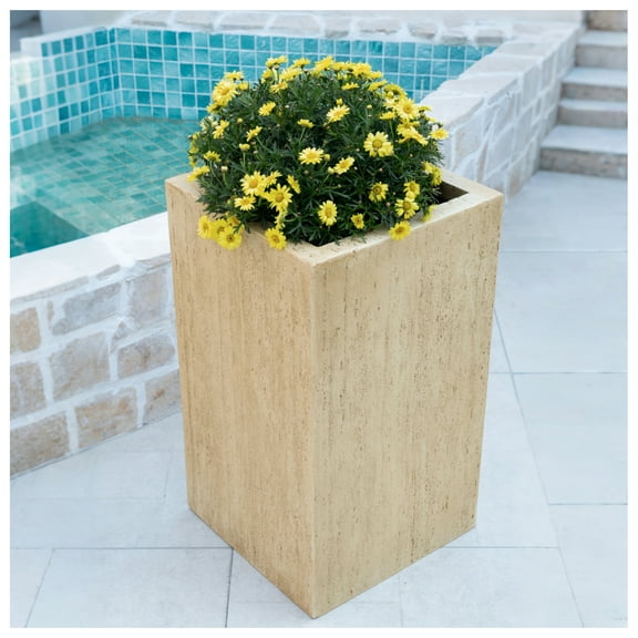 MGO Handmade Rectangle Planter Box, 27''H, Travertine