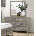 thumbnail image 3 of Gray Finish 5pc Modern Bedroom Set California King Bed Dresser Mirror 2x Nightstands set Rustic Style Panel Bed, 3 of 7
