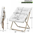 thumbnail image 3 of XPOPR Folding Saucer Chair with Ottoman for Adults Comfy Lounge Reading Seat Accent Chair Faux Fur Lazy Seating with Thick Padded Metal Frame for Bedroom Living Room Small Space White, 3 of 9