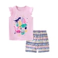 thumbnail image 2 of KYAIGUO Toddler Kids Girls Cartoon Cotton Shorts Set Baby Summer Sleeveless T-Shirt Tops and Floral Shorts for 2-7 Years Old, 2 of 10