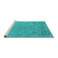 thumbnail image 2 of Ahgly Company Machine Washable Indoor Round Oriental Turquoise Blue Industrial Area Rugs, 4' Round, 2 of 4