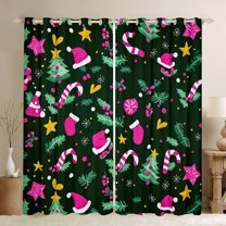 jejeloiu Merry Christmas Black Out Curtains,Xmas Tree Hats Curtains Pack of 2 (42x63 Each),Happy New Year Bedroom Curtains For Girls Boys,Ultra Soft Home Decor