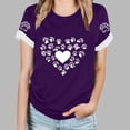 thumbnail image 3 of TKLPEHG Western Tops For Women Short Sleeve T Shirts Crew Neck Fashion Casual Loose Dog Paw Print Graphic Tee Summer Comfy Outfits (Purple,L), 3 of 4