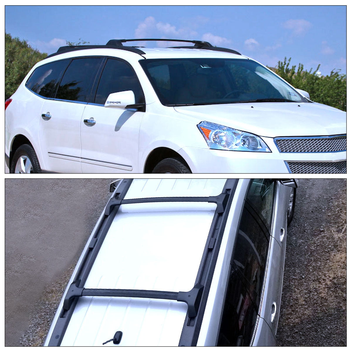 Fit 2009-2017 Chevrolet Traverse Roof Rack Side Cross Bar Rail Luggage Cargo Auto Parts 2011 Chevy Traverse Roof Rack Cross Rails