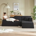 thumbnail image 4 of Miniyam 96" Modern Lounge Sectional – Effortless Assembly Meets Premium Corduroy and Lasting Support (Black. Right Facing), 4 of 9