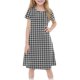 thumbnail image 3 of Girls' Summer Dress Kids 2025 Classic Plaid Short Sleeve Dress Comfortable Casual Dresses for Everyday Wear ,Sie:150, 3 of 7