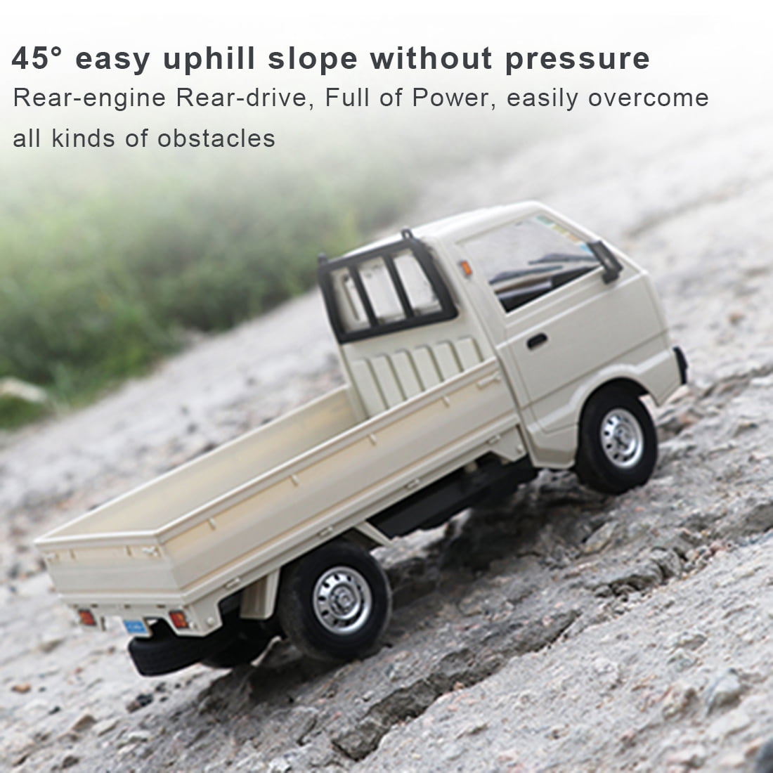 WPL D12 Mini RC Truck, 1:16 Scale 2.4GHz Remote Control with 30m Range, 4WD Off-Road Crawler with LED Lights & 9G Steering Gear, Gift for Adult Hobbyists & Collectors (White)