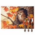 thumbnail image 2 of Thanksgiving Orange Placemats Set of 1 Red Maple Leaves Animal Owl Heat Insulated Linen Place Mats, Washable Stain-Proof Table Mats for Dining Tables Holiday Decor 13x19inch, 2 of 9