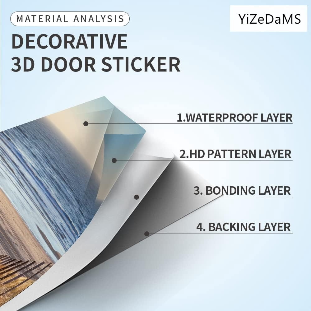 3D Door Stickers for Interior Doors Blue Cargo Freight Container for Transportation Background Vinyl Waterproof Self Adhesive Door Mural,SP-F865,S(38.5x200cmx2Pcs)