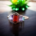 thumbnail image 5 of SHREENATHJEWELRY 8x6MM / 2Ct Hexagon Cut Garnet Engagement Ring- Alexandrite Cluster Wedding Ring Aquamarine Promise Ring January Birthstone Women Jewelry Christmas Gift For Girl, 5 of 7