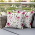 thumbnail image 6 of 2 Pack Outdoor Waterproof Throw Pillow Covers,Blossom Floral Watercolor Pink Decorative Square Patio Pillowcases for Chair Couch Sofa 16x16in, 6 of 9