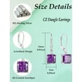 thumbnail image 6 of VESITIM Square Dangle Drop Earrings Sterling Silver Solitaire Leverback Earring 7MM Princess Cut February Amethyst Birthstone Jewelry for Women, 6 of 7