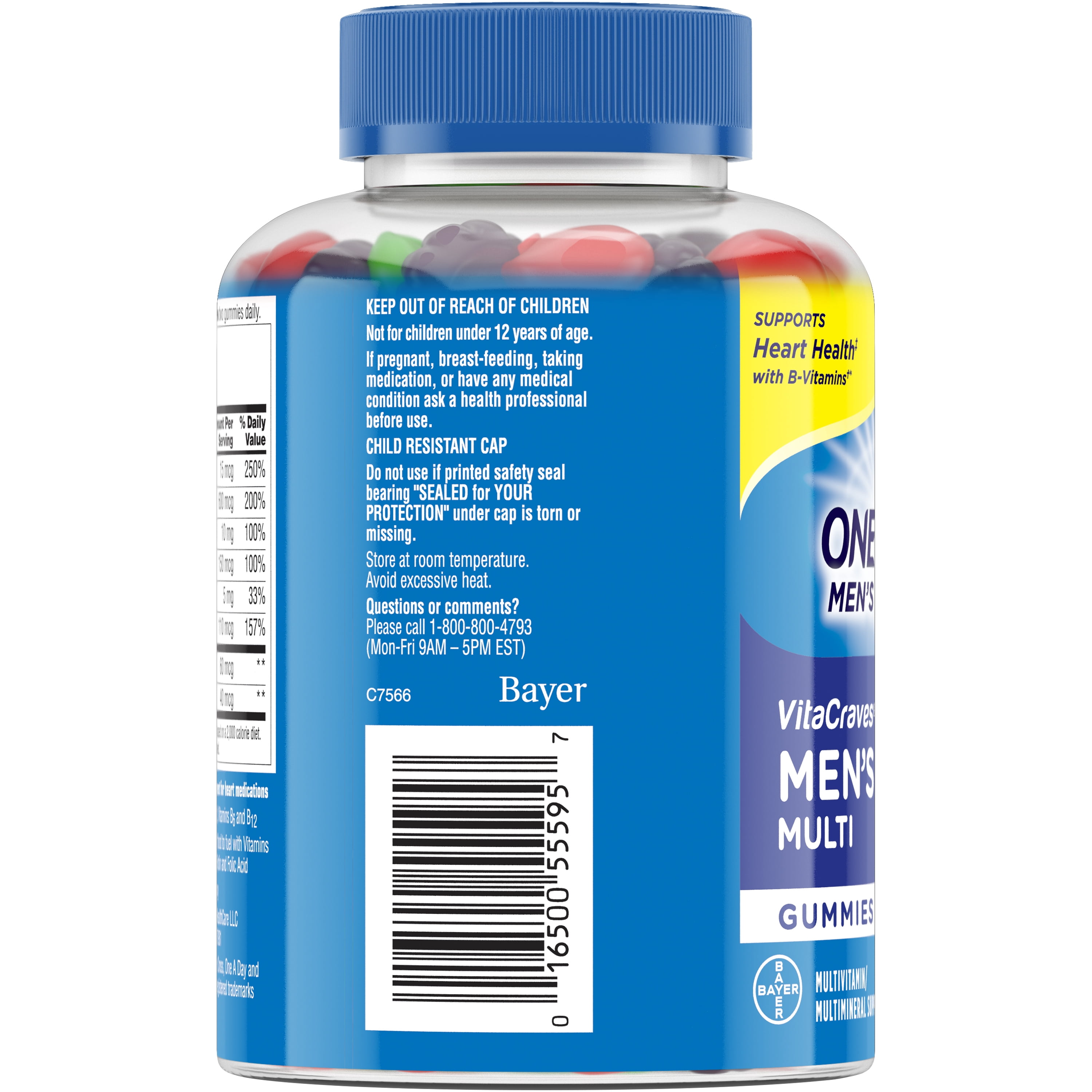 One A Day Men's VitaCraves Multivitamin Gummies, Supplement with Vitamins A, C, E, B6, B12, and Vitamin D, 150 ct.