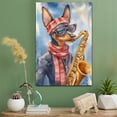 thumbnail image 2 of Miniature Pinscher Dog Playing Saxophone Wall Stretched Canvas Size 8x12 – Miniature Pinscher Canvas Art for Dog Lovers, Saxophone Canvas Wall Decor, 2 of 5