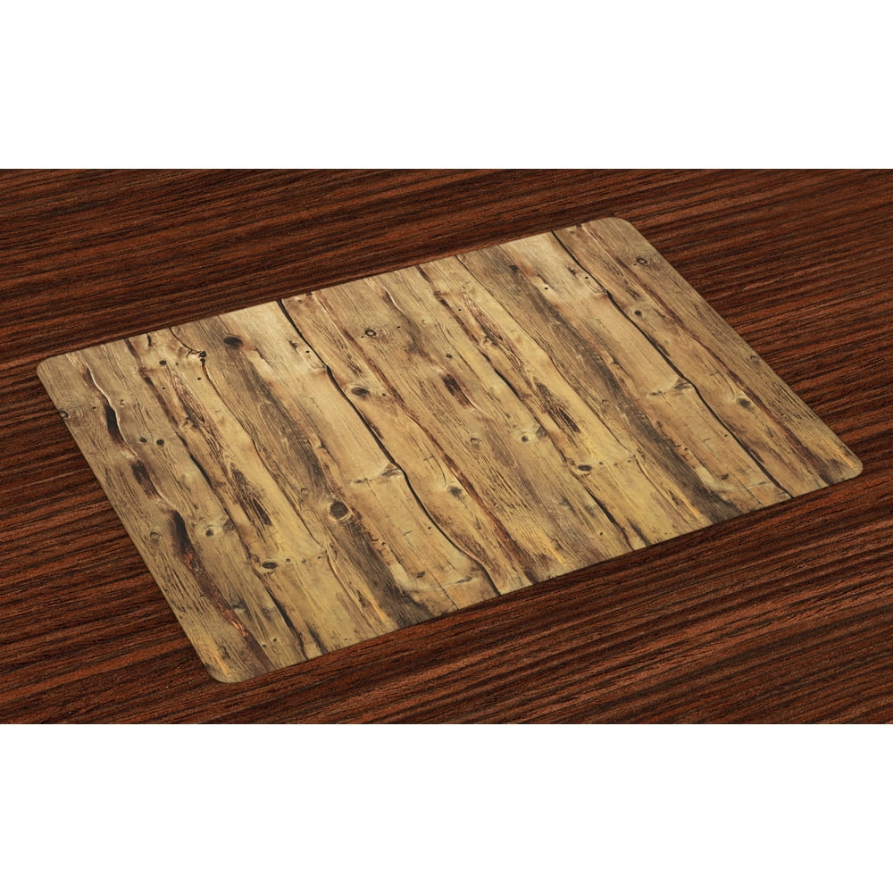 Rustic Placemats Set of 4 Wooden Texture Image Nature Forest Trees