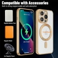 thumbnail image 3 of Magnetic for iPhone 15 Pro Max Case,Electroplated Clear Slim iPhone 15 Pro Max Phone Case with Camera Protection,Shockproof iPhone 15 Pro Max Case Cover Compatible with MagSafe, Gold Edge, 3 of 5