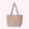 thumbnail image 2 of 88816 Bolso Bandolera Lana Cordero Cuadros Bolso Tote Gran Capacidad (Caqui) Caqui, 2 of 9