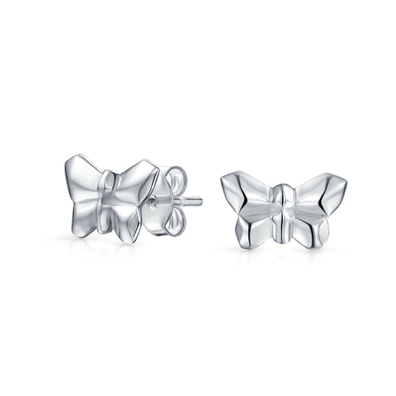 Bling Jewelry Womens 3D Origami Butterfly Stud Earrings Women .925 Sterling Silver