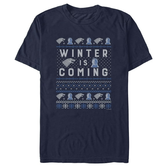 Men's Game of Thrones Christmas Winter is Coming Sweater Graphic Tee Navy Blue X Large