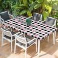 thumbnail image 2 of Valentine's Day Table Cloths for 4 Foot Rectangle Tables, Pink Bows Shining Stars Farmhouse Plaid Patio Waterproof Elastic Fitted Tablecloths, Washable Rectangular Table Cover for Camping, 2 of 8