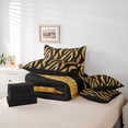 thumbnail image 6 of Feelyou Black Gold Stripes Bedding Comforter Set 7pcs for Women, Modern Zebra Print Queen Bedding Sets, Artwork Abstract Ombre Reversible Queen Sheet Sets, Ultra Soft Bedroom Decor, 6 of 8