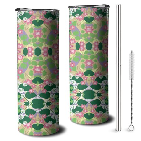 

20OZ Vintage Floral Pattern Cool Style Stainless Steel Cup & Insulated Tumbler with Straw for Iced ，could Gifts for Women