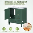thumbnail image 5 of EUROCO 30" Modern Bathroom Vanity Cabinet Solid Wood with Top Basin,Bathroom Storage Cabinet with Soft Closing Door and 3 Drawers,Green, 5 of 9