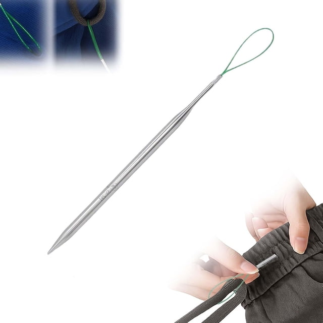 CaiYueKe All-Steel Sewing Machine Threader, Waistband Cuff Threading Tool, Heavy Duty Thread Guide for Pants Jackets Coats, Universal Sewing Accessory