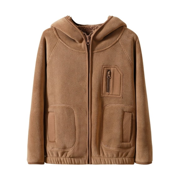 RMGVDSD Boys Winter Lined Thickened Thermal Jacket With Hood Outdoor Warm Coats For Kids Windproof Cold Weather Gear Handsome Fashion 13-16 Years