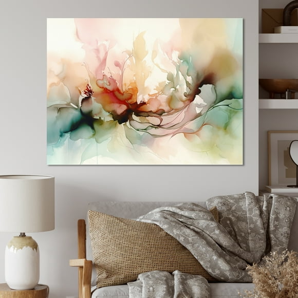 Designart Floral Oversized Wall art decor, Floral Wall Art, Floral Impressions Delicate I , Orange Traditional Canvas wall art, 40x30 inches