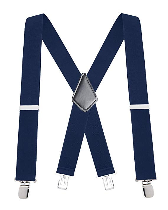 $75 Club Room Men'S Blue Solid Stretch Elastic Skinny Braces Clip End Suspenders 