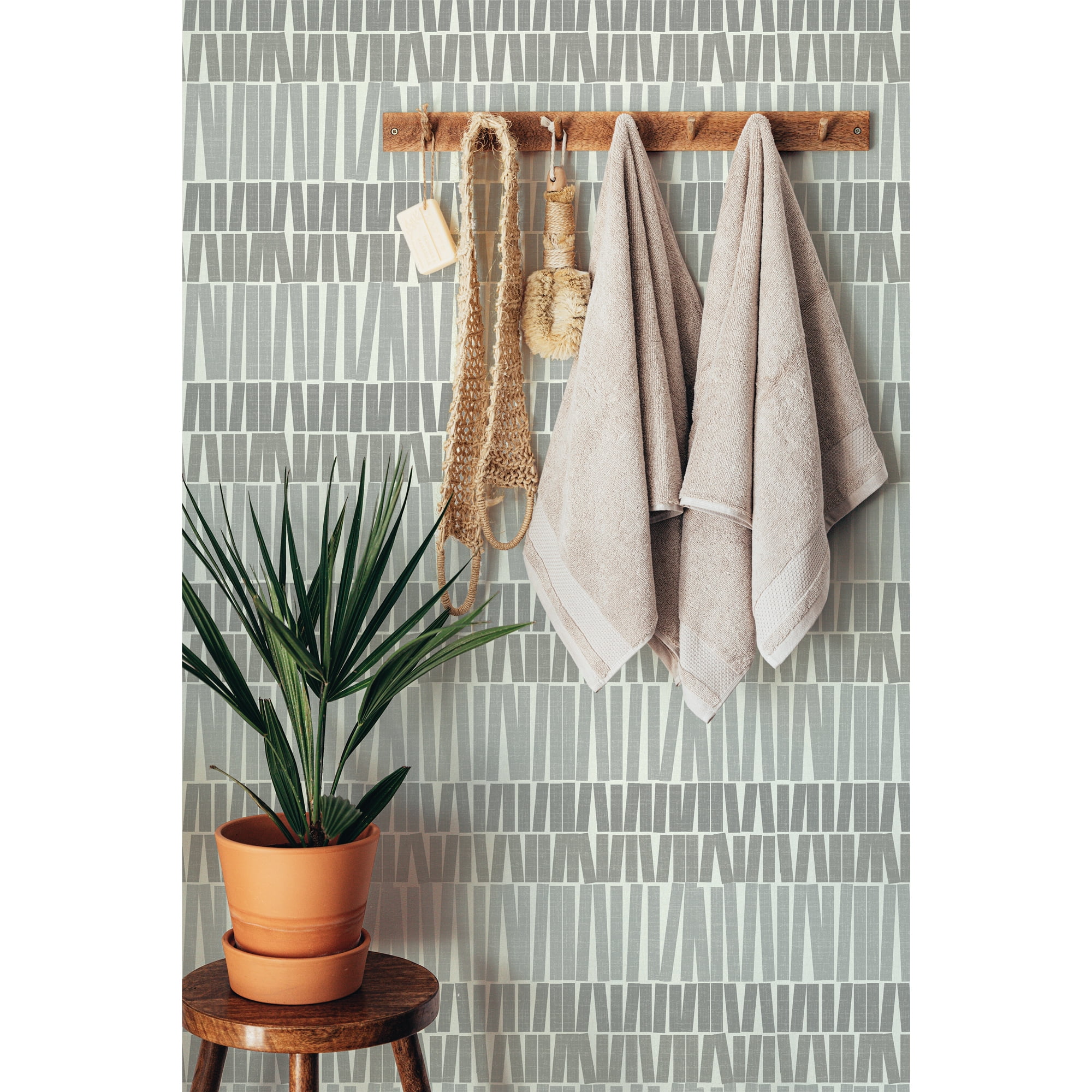 (2 pack) Better Homes & Gardens Gray Gwen Stripe Peel and Stick Wallpaper, 20.5" x 18'