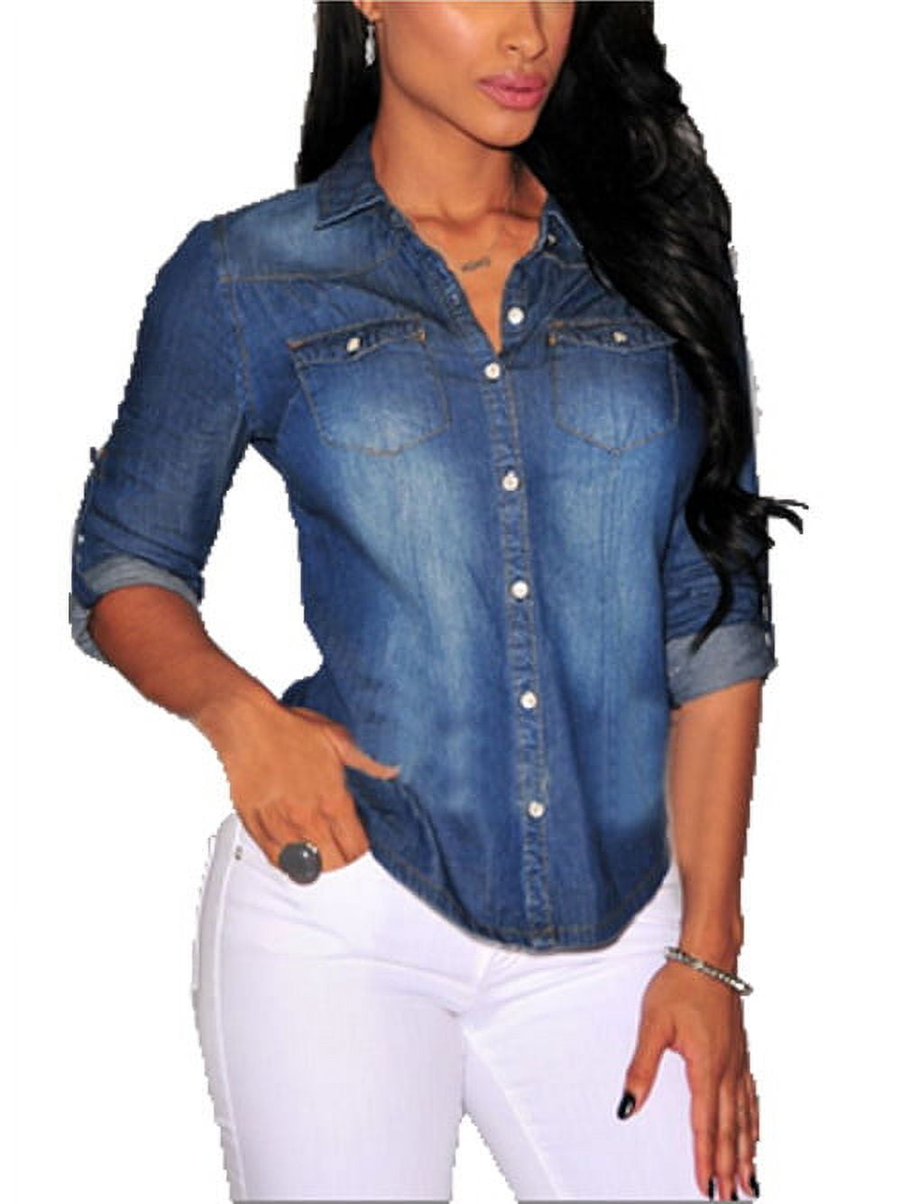 dark denim fitted shirt