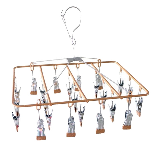 GUOOL Travel Clip Drip Socks Hangers Clothes Laundry Drying Hanger Rack 23 Clips - Gold