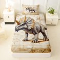 thumbnail image 3 of Homewish Vintage Dinosaur Sketch Twin Sheets,Jungle Animals Bedding,Brown,3-Piece,1 Fitted Sheet and 1 Pillowcase, 3 of 6