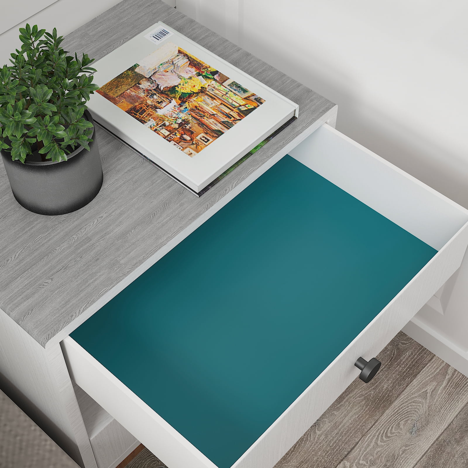 CHIHUT 17.7"x236" Turquoise Blue Peel and Stick Wallpaper for Bedroom Blue Contact Paper for Cabinets Self Adhesive Removable Wallpaper Solid Colour Vinyl Stick on Wall Paper for Shelf Liners Walls