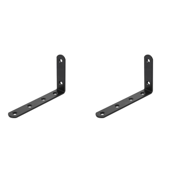 2Pcs Shelf Bracket, Wall Mount L-Shaped Shelf Bracket, Support Wall Hanging, L Shape Right Corner Brace for Shelves and Heavy Duty Storage (2.95X4.92 Inch), Black*2