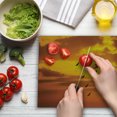 thumbnail image 3 of Birds Cutting Board, V Shaped Formation Flying in Cloudy Scenic Sky with Majestic Sunset Cloudscape Print, Decorative Tempered Glass Cutting and Serving Board, Large Size, Orange, by Ambesonne, 3 of 5
