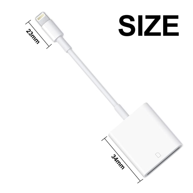 Lector de tarjetas SD, adaptador de lector de tarjetas de cámara de tarjeta micro SD, lector de tarjetas SD Lightning para iPhone, adaptador de tarjeta de memoria para fotografía, plug and
