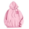 thumbnail image 3 of 2025 Cute Graphic Hoodies for Women Pullover Long Sleeve Sweatshirts Letter Floral Printed Hooded Fall Winter Tops,Pink,2XL, 3 of 4