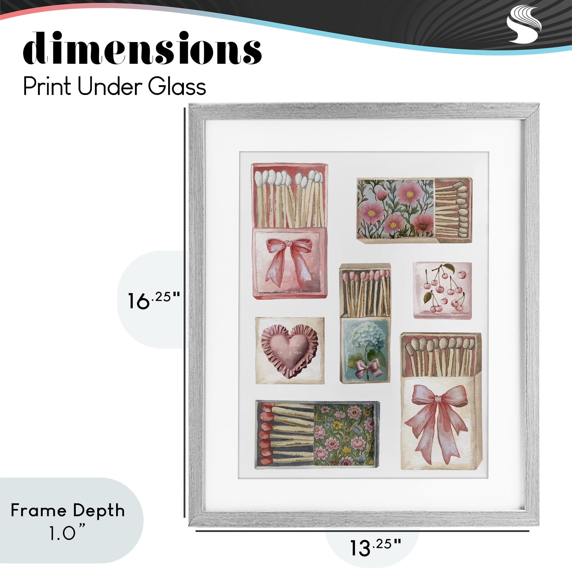 Stupell Industries Vintage Feminine Matchbooks Gray Framed Print Under Glass, design by Elizabeth Medley