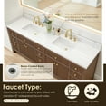 thumbnail image 6 of Altair-12 Double Bathroom Vanity in Brown Oak Grain White Engineered Stone Countertop, 6 of 14