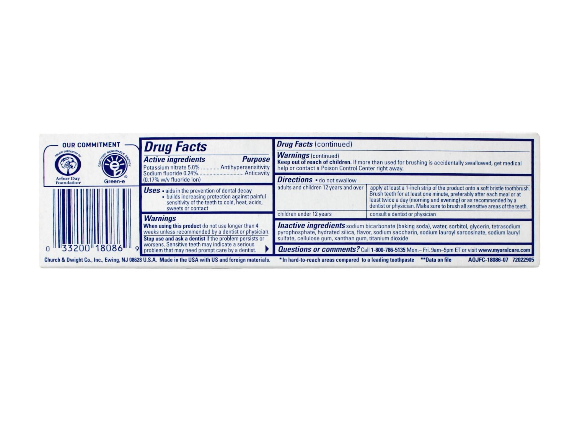ARM & HAMMER Sensitive Teeth & Gums Toothpaste 4.5 oz (Pack of 4)