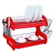 thumbnail image 1 of Escurreplatos plástico de 2 Niveles, Secado al Aire y Organizador de Platos, Soporte para Cubiertos montado en el Lateral, Color Rojo, 1 of 7
