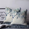 thumbnail image 2 of 24x24 Pillow Covers Set of 2, Blue Teal Eucalyptus Leaves Throw Pillow Covers Decorative Couch Cushion Case, Watercolor Vintage Botanical Microfiber Square Pillowcases for Bedroom Car Living Room, 2 of 7