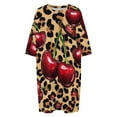 thumbnail image 4 of Cherries Leopard Print Background Pattern Sleepshirts For Sleeping Travels Loose Sleepdress Pajama Dress Soft Nightdress Sleepwear, 4 of 7