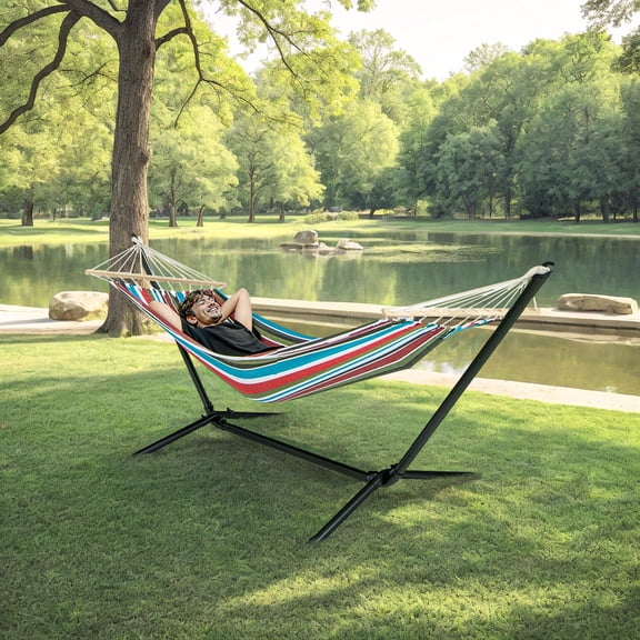 Barara King 2 Person Hammock Large Hammock with Stand and Carrying Case for Outside, Patio, Garden, Backyard, Beach, Poolside